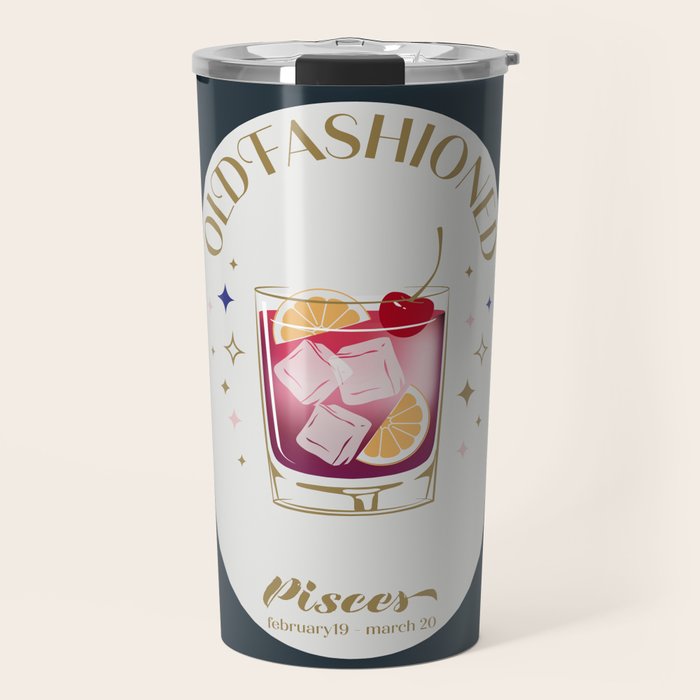 Old Fashioned Cocktail Zodiac Sign Travel Mug Gallery Image 1
