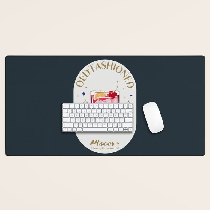 Old Fashioned Cocktail Zodiac Sign Desk Mat Gallery Image 1