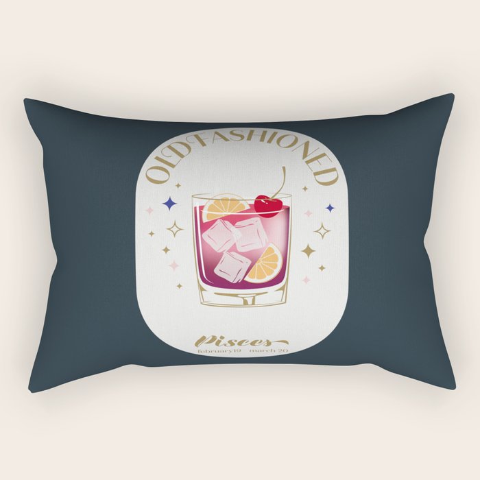 Old Fashioned Cocktail Zodiac Sign Rectangular Pillow Gallery Image 2
