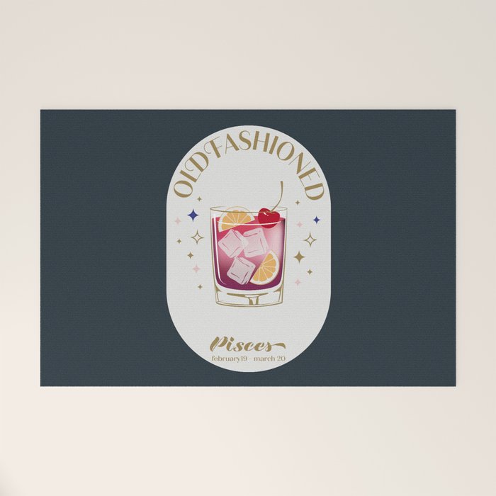 Old Fashioned Cocktail Zodiac Sign Welcome Mat Gallery Image 1