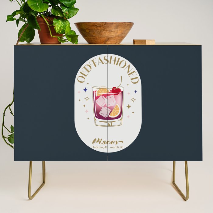 Old Fashioned Cocktail Zodiac Sign Credenza Gallery Image 1