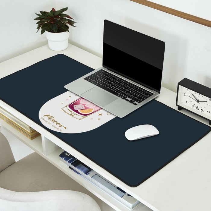 Old Fashioned Cocktail Zodiac Sign Desk Mat Gallery Image 2