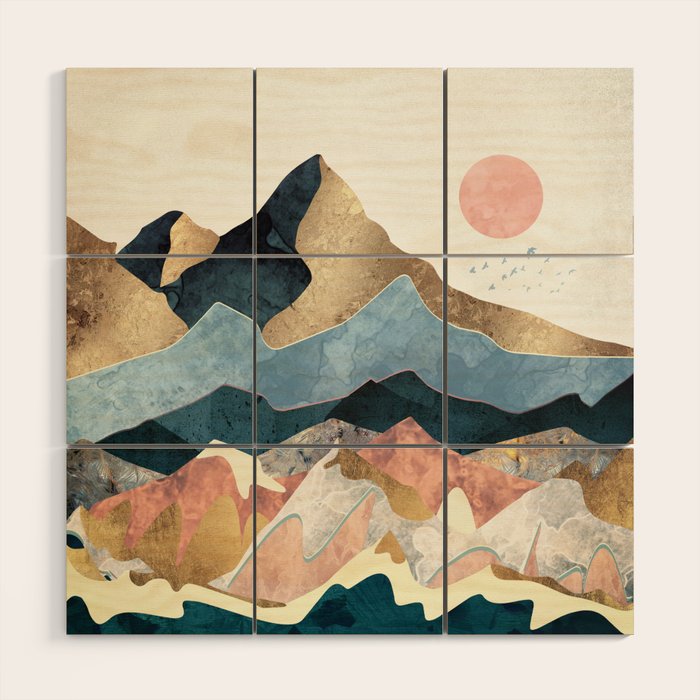 Golden Peaks Wood Wall Art Gallery Image 1