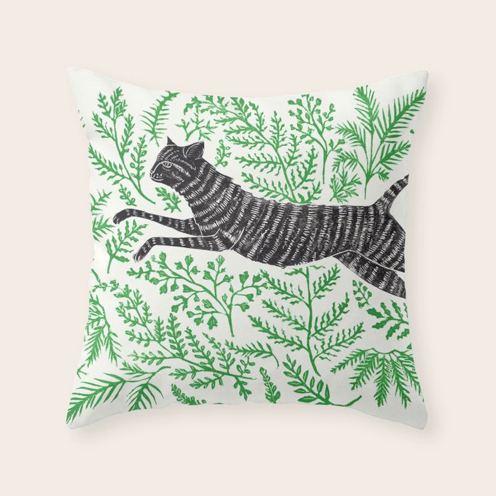 Running through Ferns Throw Pillow Gallery Image 1