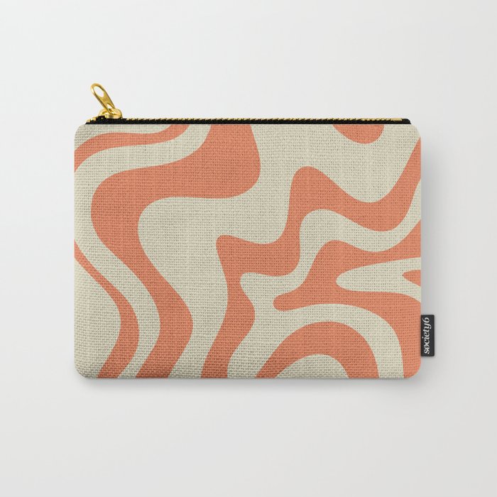 Liquid Swirl Abstract Pattern in Pumpkin Orange and Beige  Carry All Pouch Gallery Image 1