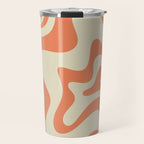 Liquid Swirl Abstract Pattern in Pumpkin Orange and Beige  Travel Mug Gallery Image 1
