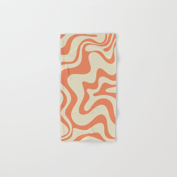 Liquid Swirl Abstract Pattern in Pumpkin Orange and Beige  Bath Towel Gallery Image 1