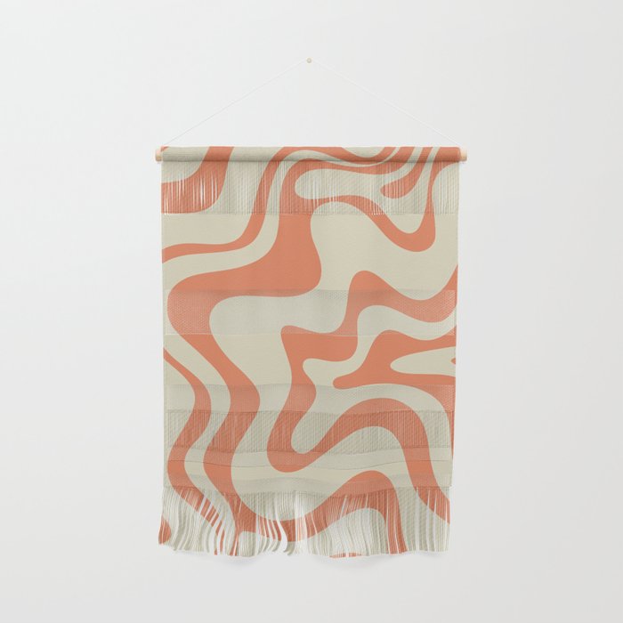 Liquid Swirl Abstract Pattern in Pumpkin Orange and Beige  Wall Hanging Gallery Image 1