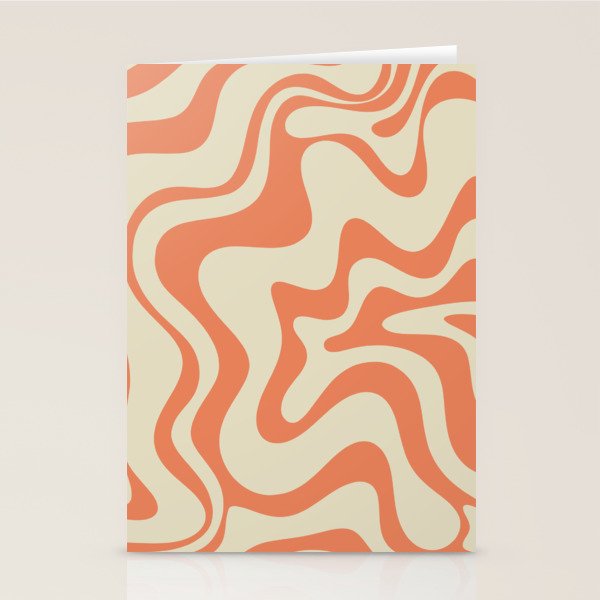 Liquid Swirl Abstract Pattern in Pumpkin Orange and Beige  Stationery Card Gallery Image 1
