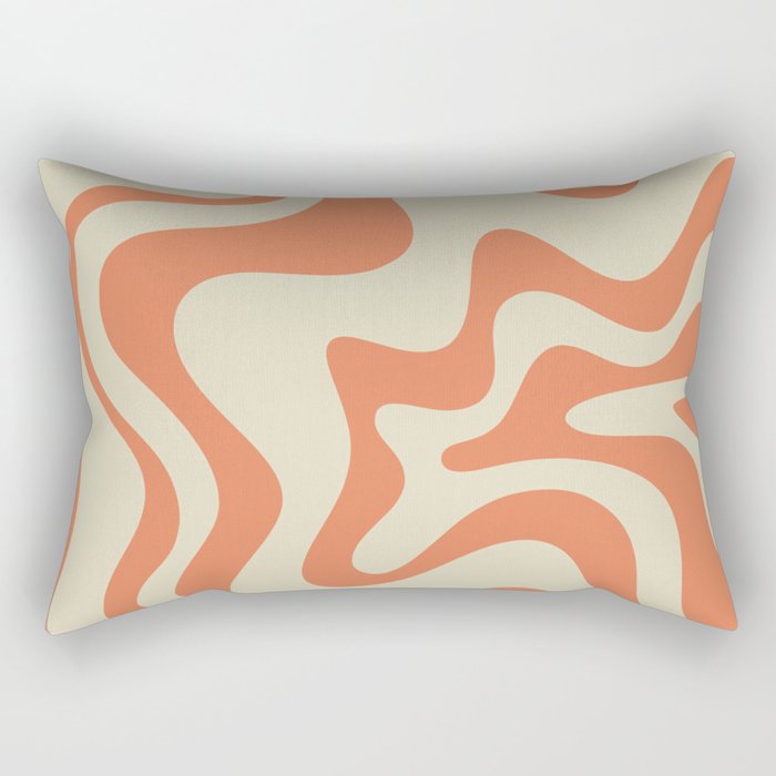 Liquid Swirl Abstract Pattern in Pumpkin Orange and Beige  Rectangular Pillow Gallery Image 1