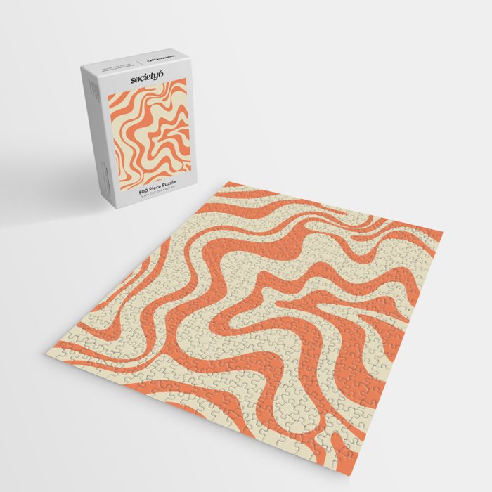 Liquid Swirl Abstract Pattern in Pumpkin Orange and Beige  Jigsaw Puzzle Gallery Image 2