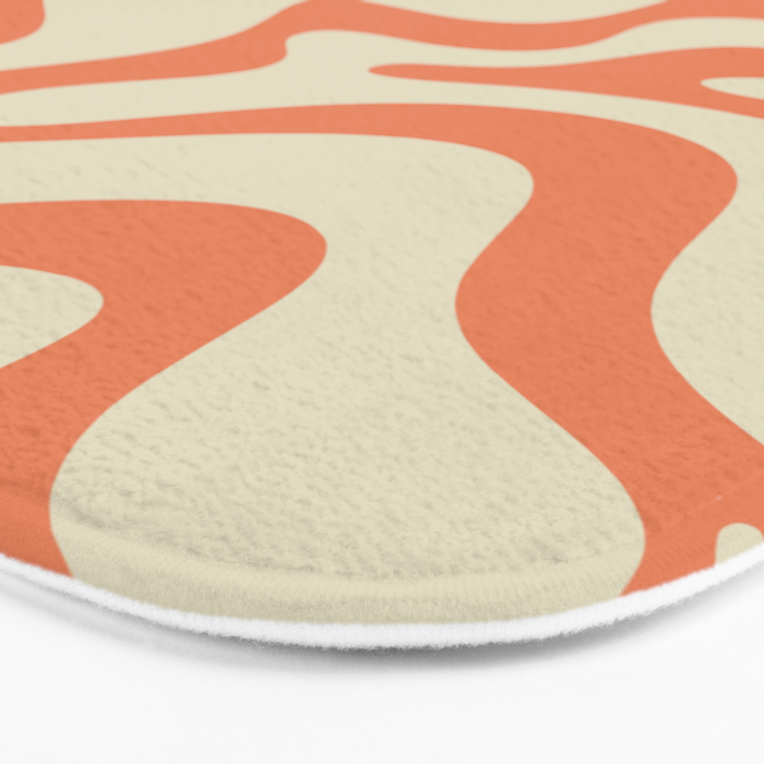 Liquid Swirl Abstract Pattern in Pumpkin Orange and Beige  Bath Mat Gallery Image 3
