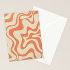 Liquid Swirl Abstract Pattern in Pumpkin Orange and Beige  Stationery Card Gallery Image 2