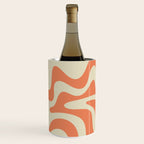 Liquid Swirl Abstract Pattern in Pumpkin Orange and Beige  Wine Chiller Gallery Image 3