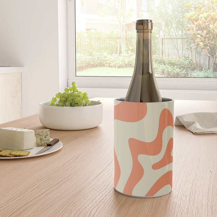 Liquid Swirl Abstract Pattern in Pumpkin Orange and Beige  Wine Chiller Gallery Image 4