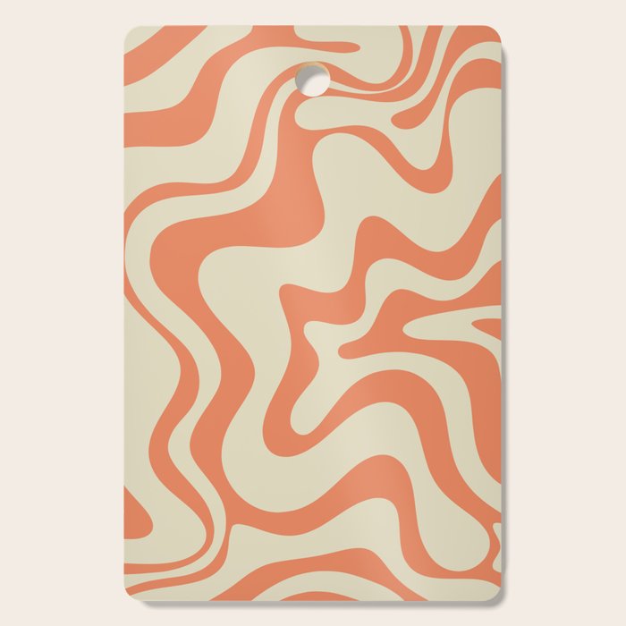 Liquid Swirl Abstract Pattern in Pumpkin Orange and Beige  Cutting Board Gallery Image 1