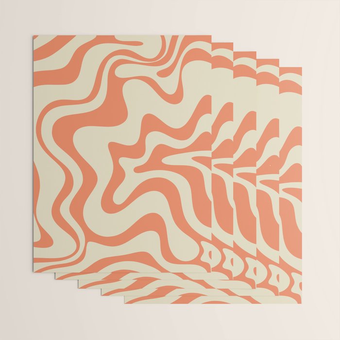 Liquid Swirl Abstract Pattern in Pumpkin Orange and Beige  Wrapping Paper Gallery Image 3