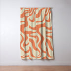 Liquid Swirl Abstract Pattern in Pumpkin Orange and Beige  Window Curtain Gallery Image 3