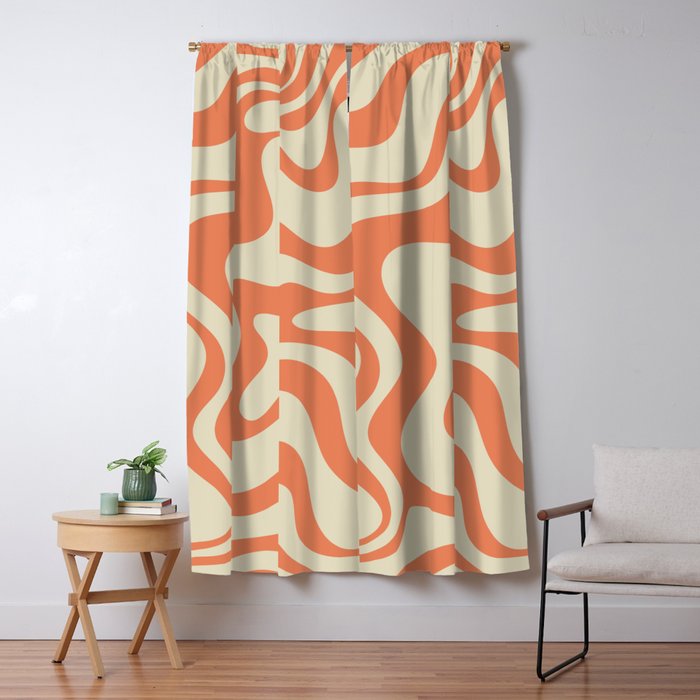 Liquid Swirl Abstract Pattern in Pumpkin Orange and Beige  Window Curtain Gallery Image 5