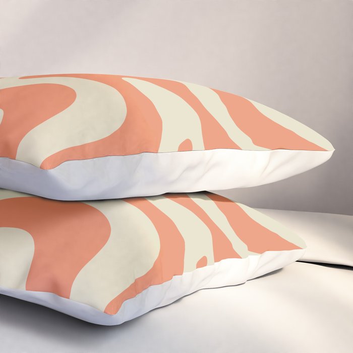 Liquid Swirl Abstract Pattern in Pumpkin Orange and Beige  Pillow Sham Gallery Image 3