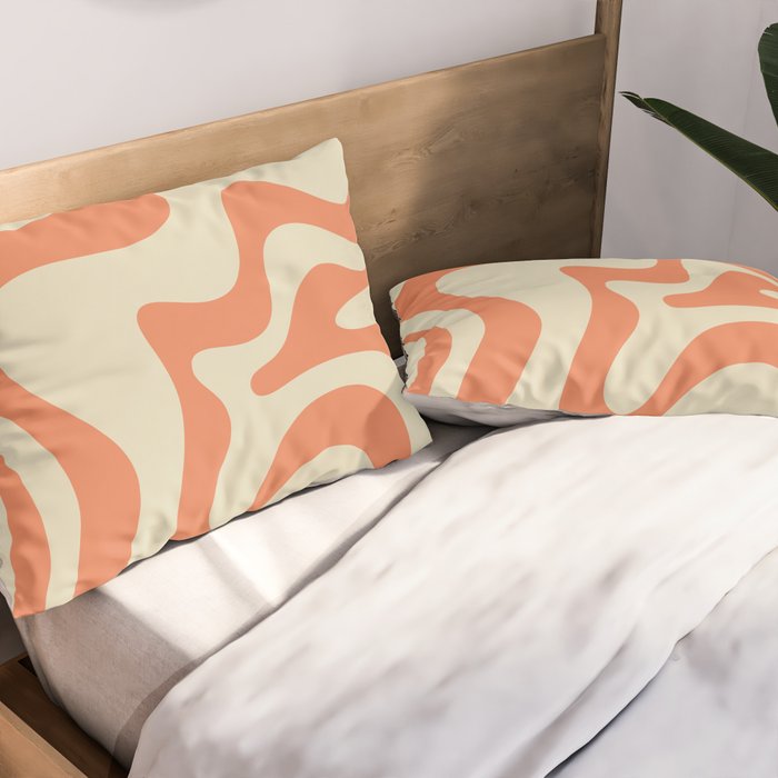 Liquid Swirl Abstract Pattern in Pumpkin Orange and Beige  Pillow Sham Gallery Image 2