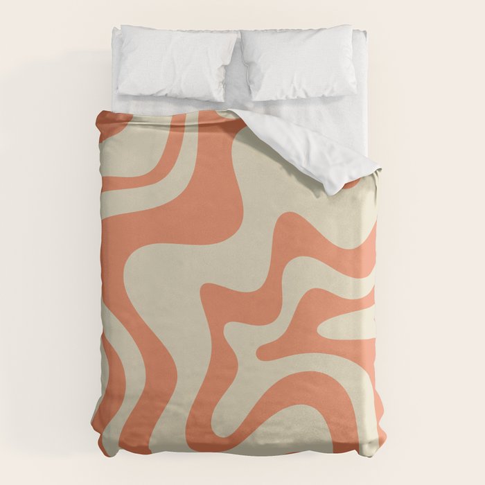 Liquid Swirl Abstract Pattern in Pumpkin Orange and Beige  Duvet Cover Gallery Image 6