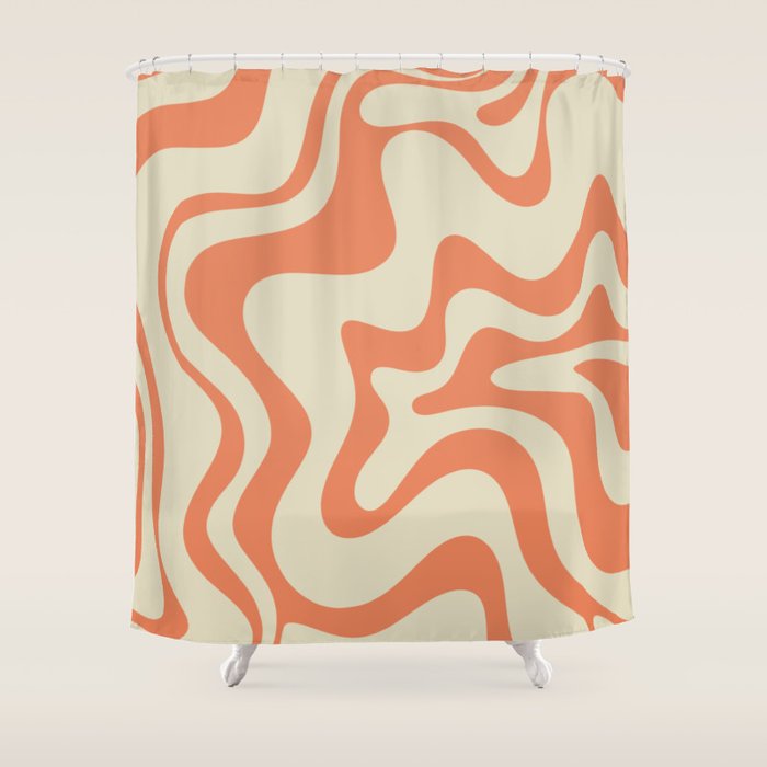 Liquid Swirl Abstract Pattern in Pumpkin Orange and Beige  Shower Curtain Gallery Image 1