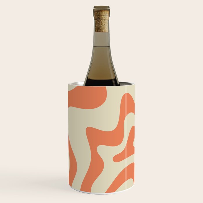 Liquid Swirl Abstract Pattern in Pumpkin Orange and Beige  Wine Chiller Gallery Image 1