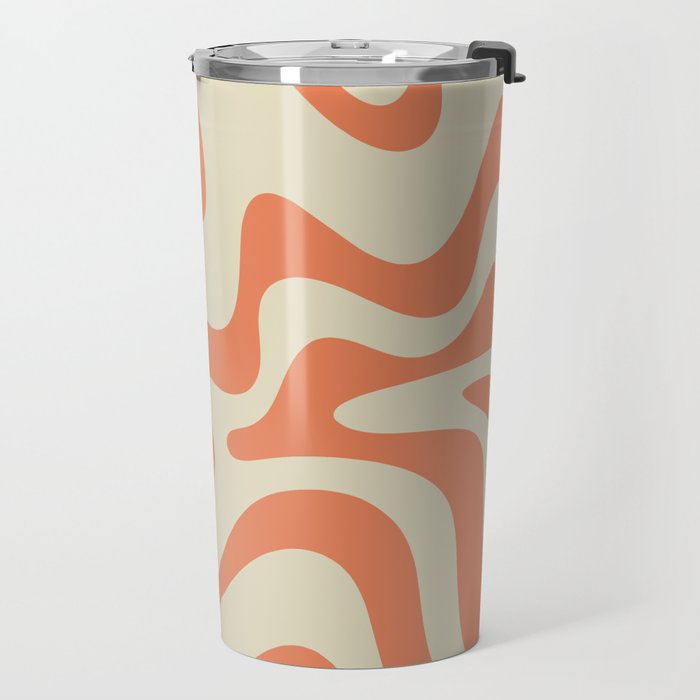 Liquid Swirl Abstract Pattern in Pumpkin Orange and Beige  Travel Mug Gallery Image 2