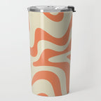 Liquid Swirl Abstract Pattern in Pumpkin Orange and Beige  Travel Mug Gallery Image 2