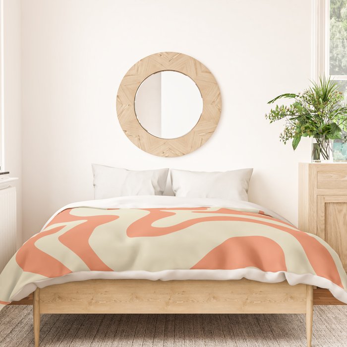Liquid Swirl Abstract Pattern in Pumpkin Orange and Beige  Duvet Cover Gallery Image 3