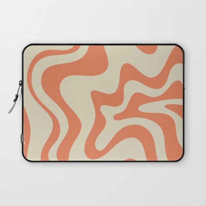 Liquid Swirl Abstract Pattern in Pumpkin Orange and Beige  Laptop Sleeve Gallery Image 1