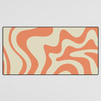 Liquid Swirl Abstract Pattern in Pumpkin Orange and Beige  Desk Mat Gallery Image 3