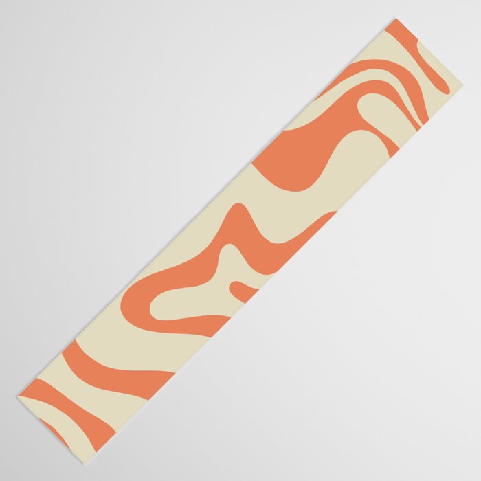 Liquid Swirl Abstract Pattern in Pumpkin Orange and Beige  Table Runner Gallery Image 3