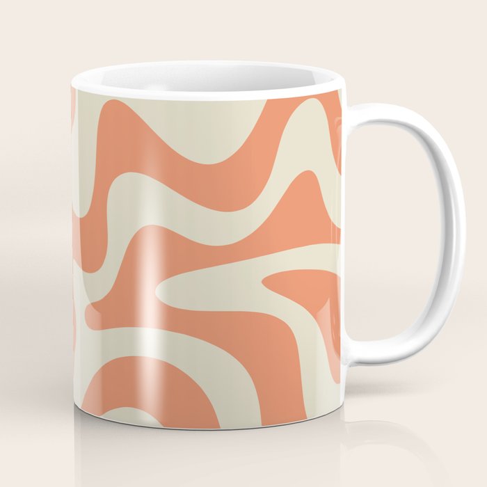 Liquid Swirl Abstract Pattern in Pumpkin Orange and Beige  Coffee Mug Gallery Image 1