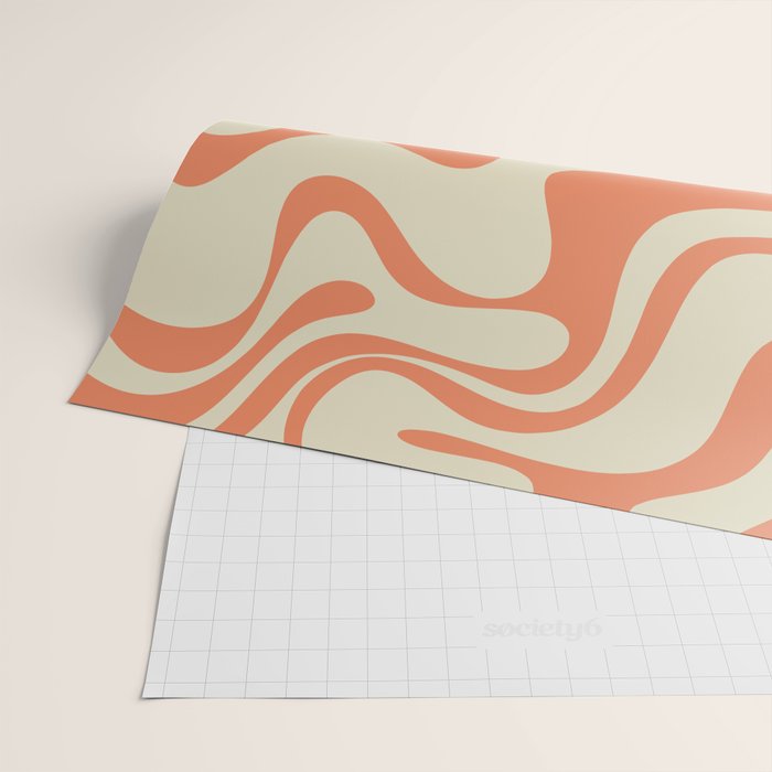 Liquid Swirl Abstract Pattern in Pumpkin Orange and Beige  Wrapping Paper Gallery Image 2