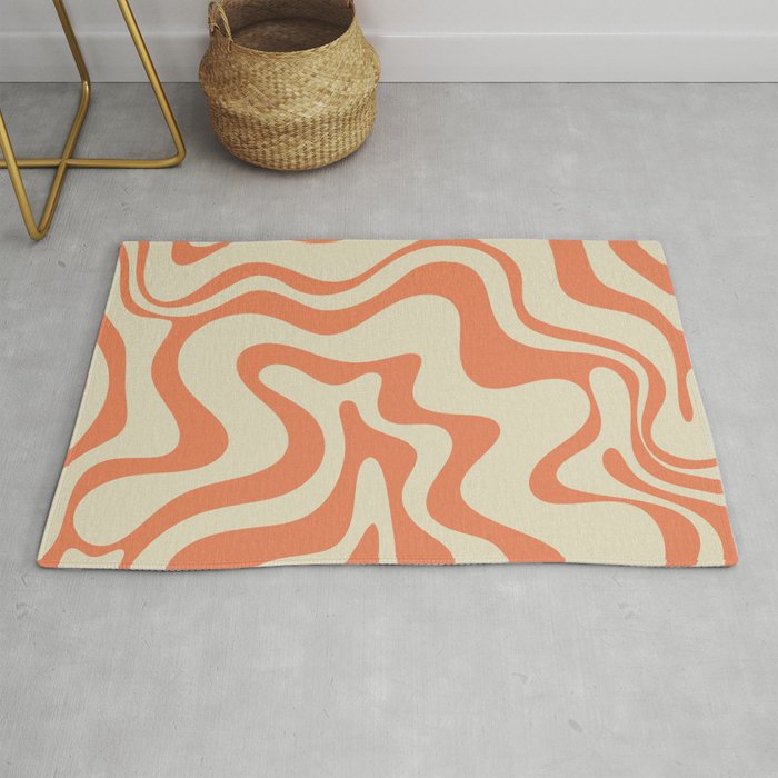 Liquid Swirl Abstract Pattern in Pumpkin Orange and Beige  Rug Gallery Image 1