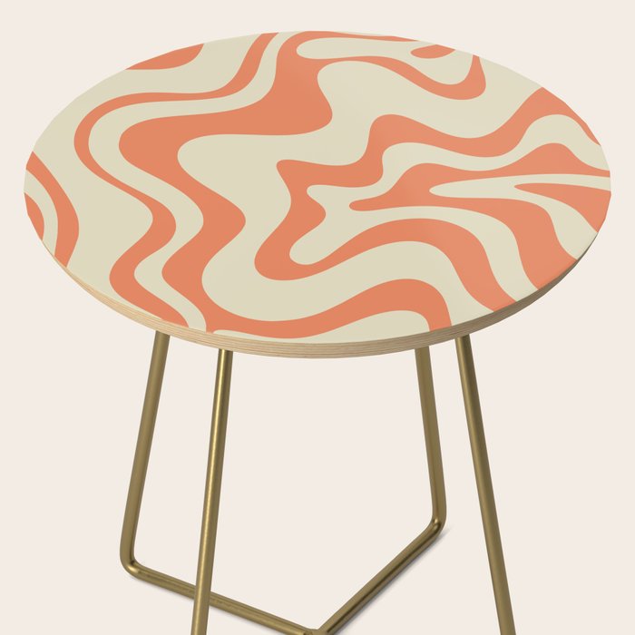 Liquid Swirl Abstract Pattern in Pumpkin Orange and Beige  Side Table Gallery Image 2