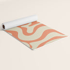 Liquid Swirl Abstract Pattern in Pumpkin Orange and Beige  Yoga Mat Gallery Image 2