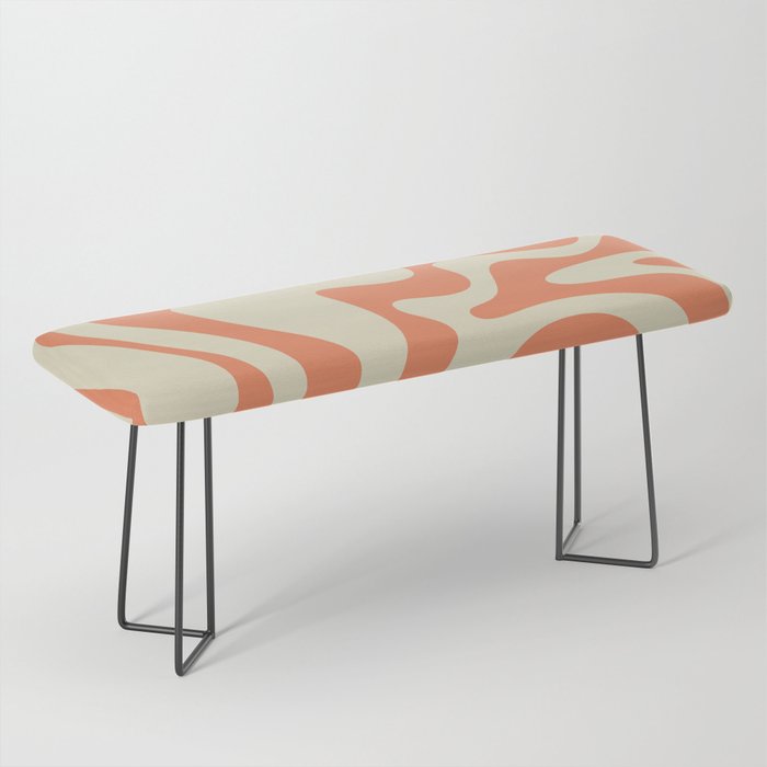 Liquid Swirl Abstract Pattern in Pumpkin Orange and Beige  Bench Gallery Image 1