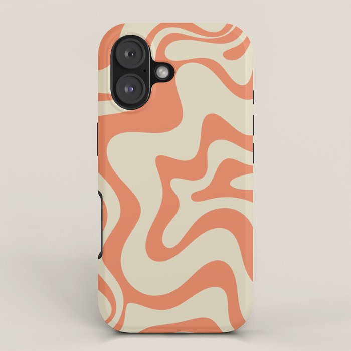 Liquid Swirl Abstract Pattern in Pumpkin Orange and Beige  iPhone Case Gallery Image 1