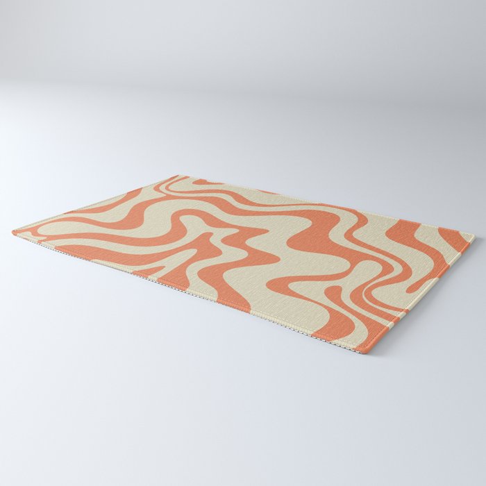 Liquid Swirl Abstract Pattern in Pumpkin Orange and Beige  Rug Gallery Image 3