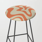 Liquid Swirl Abstract Pattern in Pumpkin Orange and Beige  Stool Gallery Image 2