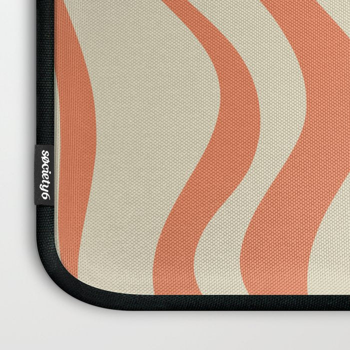 Liquid Swirl Abstract Pattern in Pumpkin Orange and Beige  Laptop Sleeve Gallery Image 3
