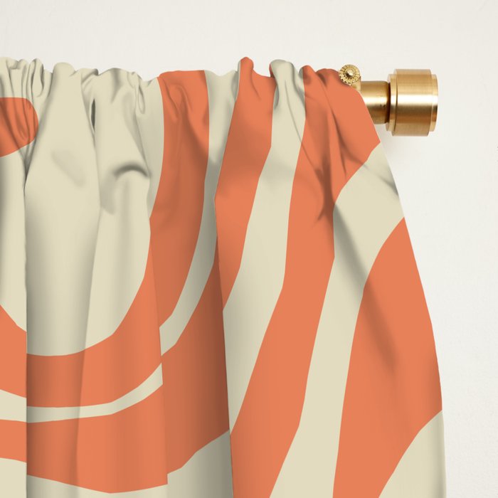 Liquid Swirl Abstract Pattern in Pumpkin Orange and Beige  Window Curtain Gallery Image 2