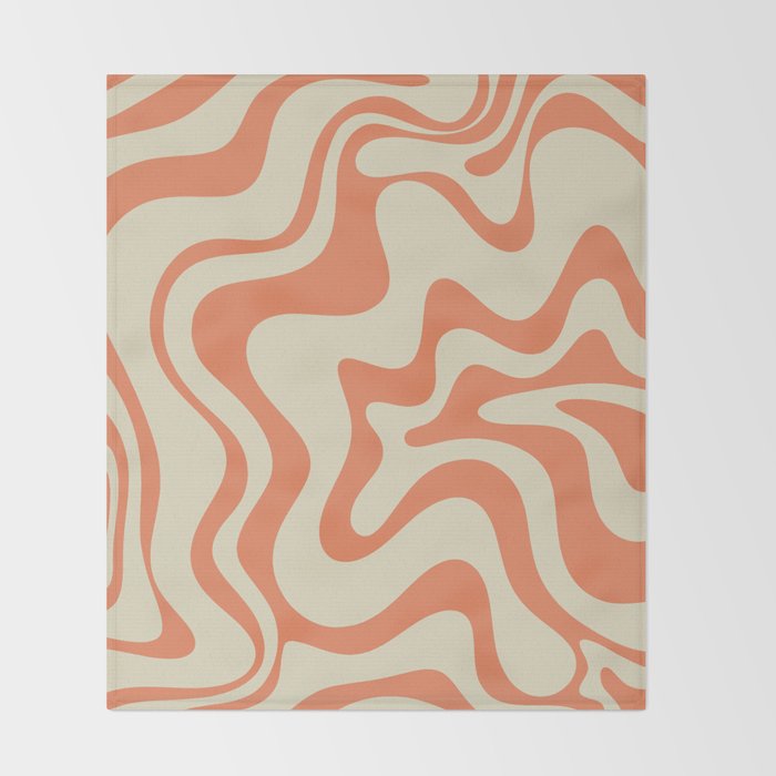 Liquid Swirl Abstract Pattern in Pumpkin Orange and Beige  Throw Blanket Gallery Image 2