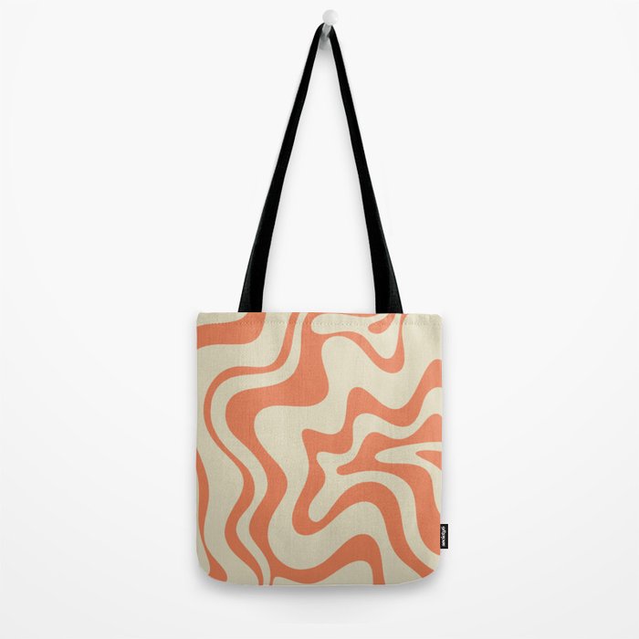 Liquid Swirl Abstract Pattern in Pumpkin Orange and Beige  Tote Bag Gallery Image 2