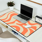 Liquid Swirl Abstract Pattern in Pumpkin Orange and Beige  Desk Mat Gallery Image 2