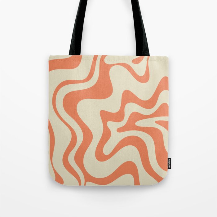 Liquid Swirl Abstract Pattern in Pumpkin Orange and Beige  Tote Bag Gallery Image 1
