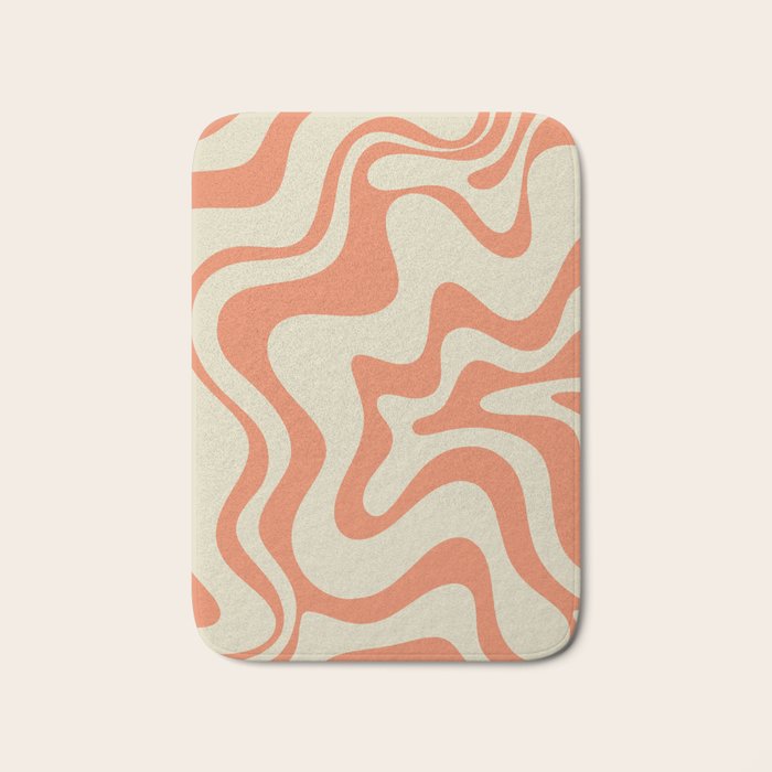 Liquid Swirl Abstract Pattern in Pumpkin Orange and Beige  Bath Mat Gallery Image 1